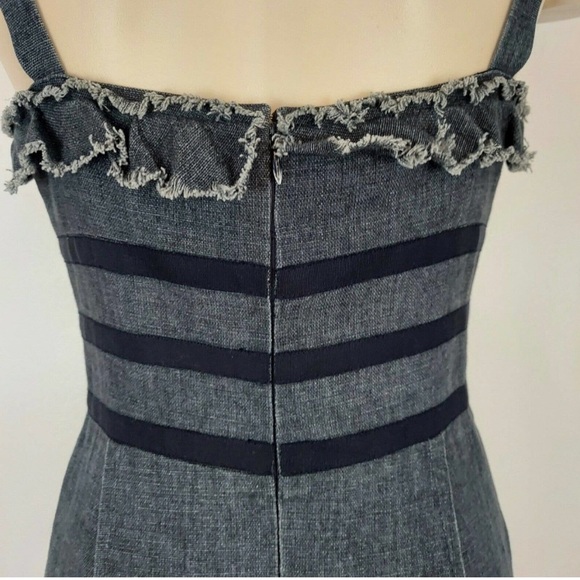 Oscar de la Renta Sundress Sz 8 Gray Runway Look Resort 2007 Ruffle Trim Pencil - Picture 6 of 8